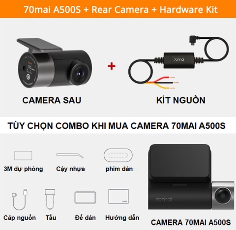 [Bản quốc tế] Camera hành trình ô tô 70Mai A500S kèm camera sau RC06