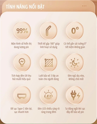 Vợt muỗi kiêm đèn bắt muỗi kèm đèn ngủ Milife B1