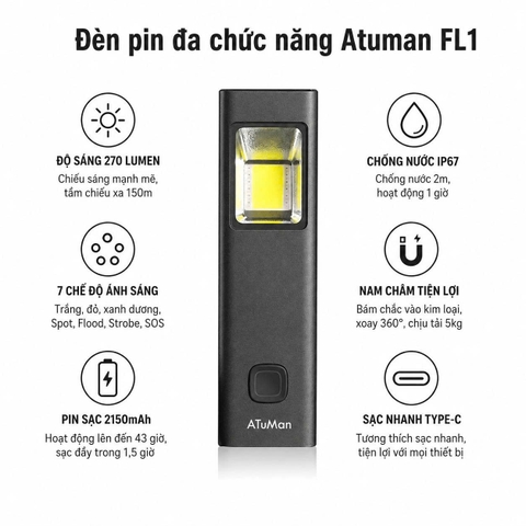 Đèn pin đa chức năng Atuman FL1