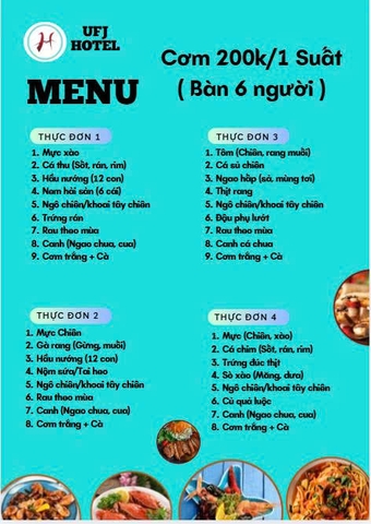 MENU NHÀ HÀNG  - KHÁCH SẠN