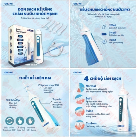Máy Tăm Nước Cầm Tay Vệ Sinh Răng Miệng Công Nghệ Mới ORM - 5025A