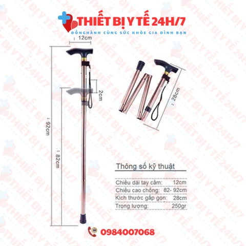 Gậy batoong cho người già gập 4 khúc
