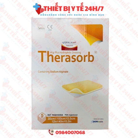 Băng xốp vết thương Therasorb® Algi Plus Hydrophilic Dressing 30cmx100cm - Băng gạc dạng foam hút dịch, nhanh lành thương