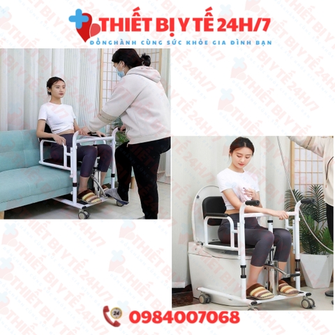 Ghế Nâng Chuyển Bệnh Nhân Có Đệm Ngồi Và Bàn Ăn XC-02