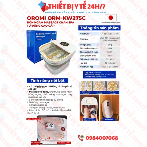 Bồn Ngâm Massage Chân Hồng Ngoại Tự Động Gấp Gọn ORM-KW275C