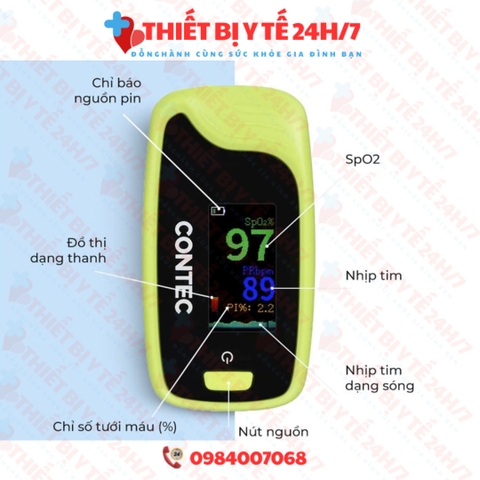 MÁY ĐO NỒNG ĐỒ OXY SPO2 CONTEC CMS50-PRO BH 1 ĐỔI 1 24 THÁNG