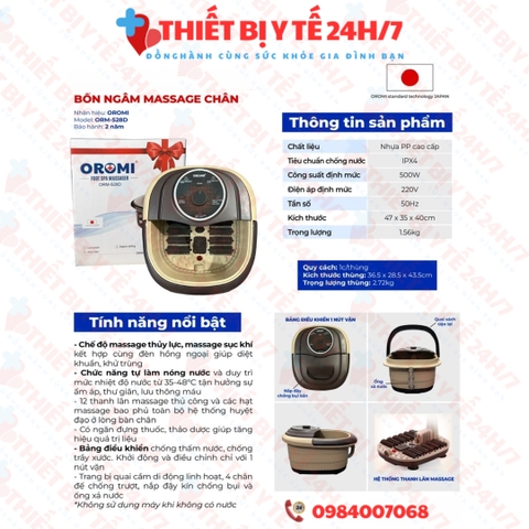Bồn Ngâm Massage Chân Hồng Ngoại Con Lăn Thủ Công ORM-528D