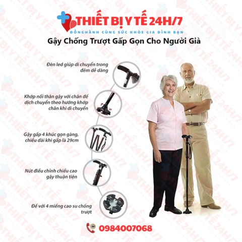 GẬY CHỐNG 1 CHÂN GẤP GỌN CÓ ĐÈN