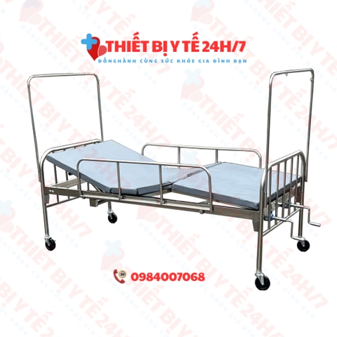 GIƯỜNG BỆNH NHÂN INOX 2 TAY QUAY NÂNG ĐẦU,NÂNG CHÂN