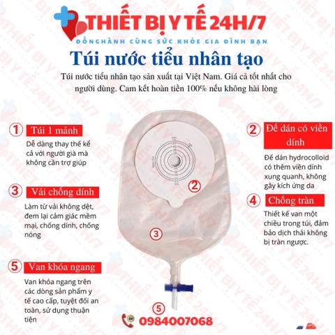 [HÀNG VIỆT NAM GIÁ TÔT] Túi nước tiểu nhân tạo 1 mảnh - Túi đựng dịch dẫn lưu