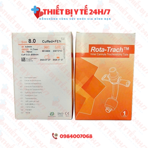 Ống Mở Khí Quản Canuyn 2 Nòng Rota-Trach Có Bóng Có Cửa Sổ Số 7 Và 8 CUFFED+FEN