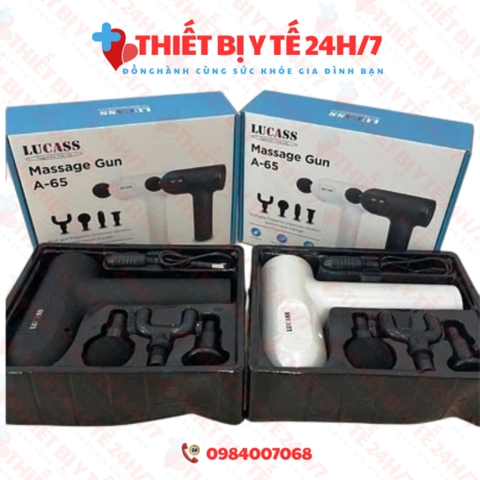 Súng massage cầm tay Lucass A65 công nghệ mỹ - 4 đầu 6 tốc độ