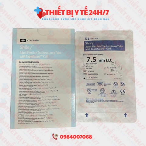 Ống Canuyn Mở Khí Quản Hai Nòng Shiley - 6CN75R (có bóng, không cửa sổ)