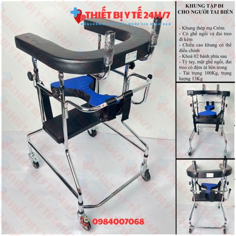 KHUNG TẬP ĐI CÓ GHẾ NGỒI CHO NGƯỜI BỊ TAI BIẾN