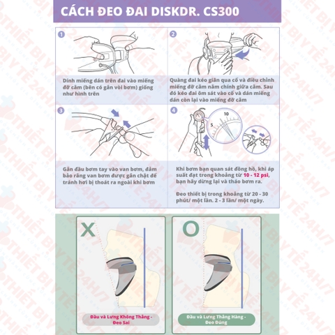 Đai cổ kéo giãn cột sống DiskDr. CS300 Hàn Quốc hỗ trợ đau cổ, thoát vị đĩa đệm kéo giãn tư thế Đứng, Ngồi