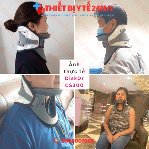 Đai cổ kéo giãn cột sống DiskDr. CS300 Hàn Quốc hỗ trợ đau cổ, thoát vị đĩa đệm kéo giãn tư thế Đứng, Ngồi