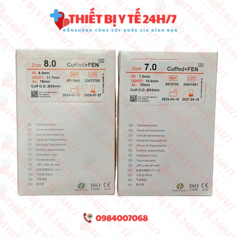 Ống Mở Khí Quản Canuyn 2 Nòng Rota-Trach Có Bóng Có Cửa Sổ Số 7 Và 8 CUFFED+FEN
