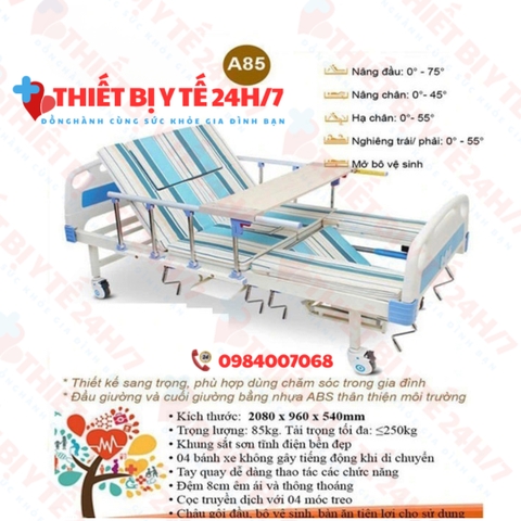 Giường Bệnh Nhân Đa Chức Năng 5 Tay Quay AKIKO A85