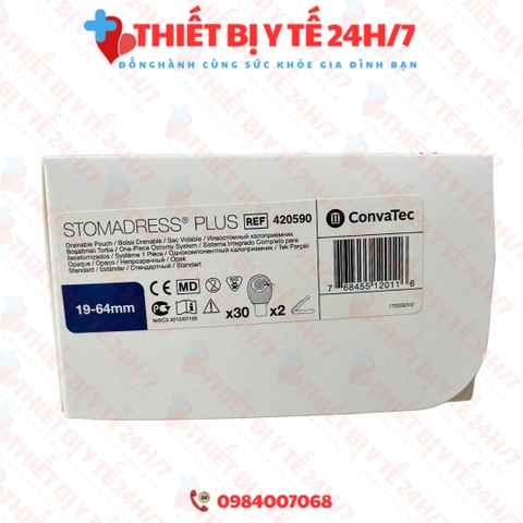 [HÀNG CHÍNH HÃNG] Túi Hậu môn nhân tạo 1 mảnh CONVATEC STOMADRESS PLUS màu trắng trong hoặc nâu đục hộp 30 cái