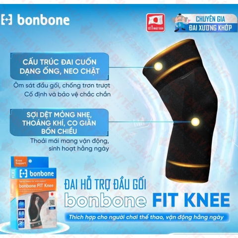 Đai hỗ trợ đầu gối bonbone Fit Knee – Giảm đau, bảo vệ khớp khi vận động, chính hãng Nhật