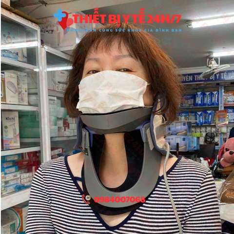 Đai cổ kéo giãn cột sống DiskDr. CS300 Hàn Quốc hỗ trợ đau cổ, thoát vị đĩa đệm kéo giãn tư thế Đứng, Ngồi