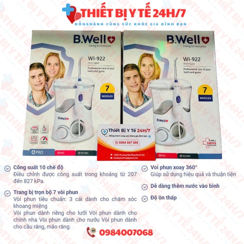 [BẢO HÀNH 2 NĂM] Máy tăm nước gia đình B.Well Swiss WI-922