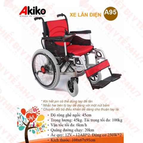 Xe Lăn Điện AKIKO A95 Có Lăn Tay Nhập Khẩu