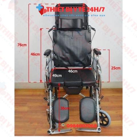 Xe lăn đa năng có bô vệ sinh ngả nằm chống lật Lucass X7A