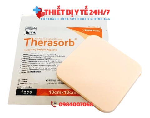 Băng xốp vết thương Therasorb® Algi Plus Hydrophilic Dressing 10cmx10cm - Băng gạc dạng foam hút dịch, nhanh lành thương