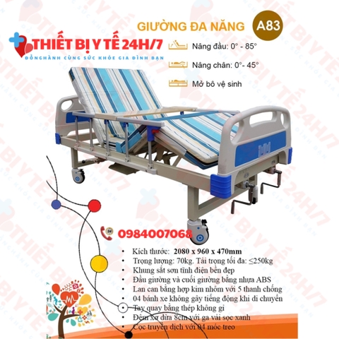 Giường bệnh nhân Akiko A83- giường y tế 3 tay quay