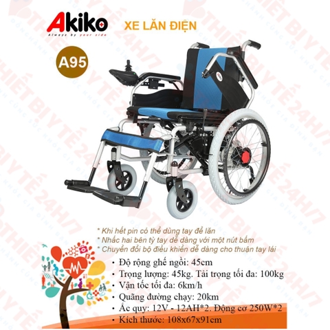 Xe Lăn Điện AKIKO A95 Có Lăn Tay Nhập Khẩu