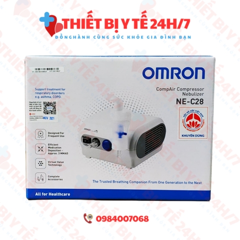 Máy xông khí dung Omron NE-C28 kiểm soát hen suyễn, viêm phế quản mãn tính
