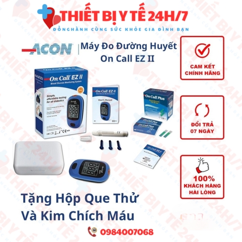 [Bảo Hành Trọn Đời] Máy Đo Đường Huyết On Call® EZ II Kèm Hộp 25 Que Thử Đường Huyết Và 25 Kim Lấy Máu