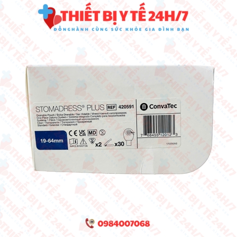 [HÀNG CHÍNH HÃNG] Túi Hậu môn nhân tạo 1 mảnh CONVATEC STOMADRESS PLUS màu trắng trong hoặc nâu đục hộp 30 cái