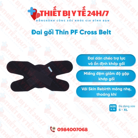 Đai khớp gối bonbone Thin PF Cross belt – Giảm đau, hỗ trợ vận động, chính hãng Nhật Bản