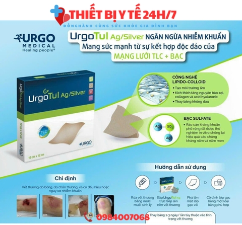 UrgoTul Ag/Silver - Gạc Lưới Kháng Khuẩn Hiệu Quả