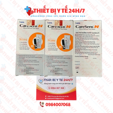 Que Thử Đường Huyết Caresen Tiểu Đường Caresens N - Hộp 25 Test Vỉ