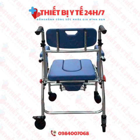 Xe Lăn Có Bô Đa Năng Gấp Gọn Khung Hợp Kim Nhôm