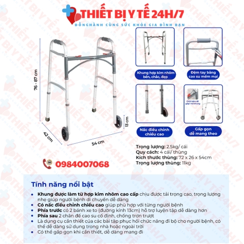 Khung Tập Đi Chũ U Hợp Kim Nhôm Cao Cấp