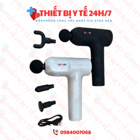 Súng massage cầm tay Lucass A65 công nghệ mỹ - 4 đầu 6 tốc độ