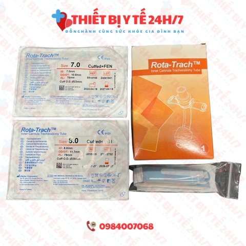 Ống Mở Khí Quản Canuyn 2 Nòng Rota-Trach Có Bóng Có Cửa Sổ Số 7 Và 8 CUFFED+FEN