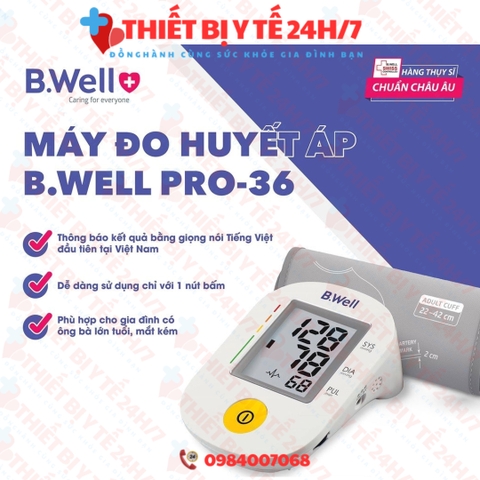 Máy đo huyết áp bắp tay B.Well Swiss PRO-36 Có giọng nói Tiếng Việt