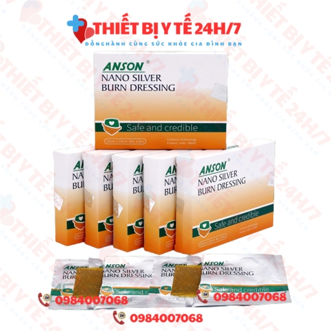 Anson nano silver burn dressing 10cm x 15cm (Gạc vết thương nano bạc Anson 10x15cm)
