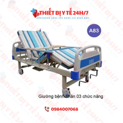 Giường bệnh nhân Akiko A83- giường y tế 3 tay quay