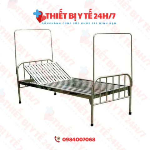 GIƯỜNG BỆNH NHÂN INOX CƠ BẢN NÂNG ĐẦU BẰNG BẢN LỀ