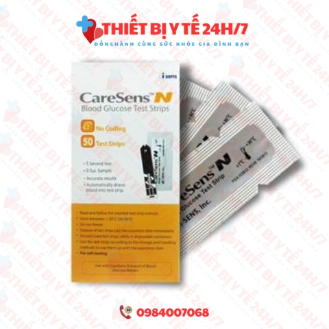 Que Thử Đường Huyết Caresen Tiểu Đường Caresens N - Hộp 25 Test Vỉ