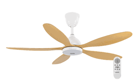 Quạt trần đèn DC 56inch, 5 cánh, động cơ DC 55W, đèn 24W, màu gỗ trắng, HK-QT26WB