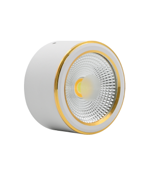 Đèn downlight nổi COB 12W, ánh sáng đa sắc, màu trắng viền gold, size ￠116*H58mm