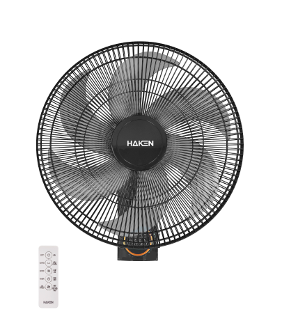 Quạt treo tường 45W, 220V, điều khiển từ xa, đen cánh ghi