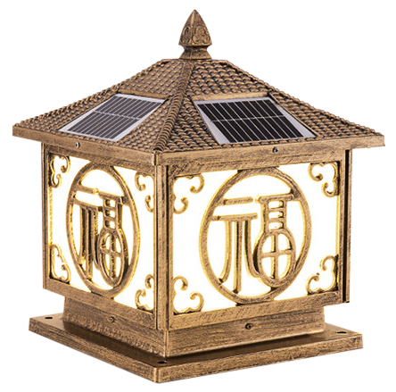 Đèn trụ cổng NLMT chữ Phúc 300mm